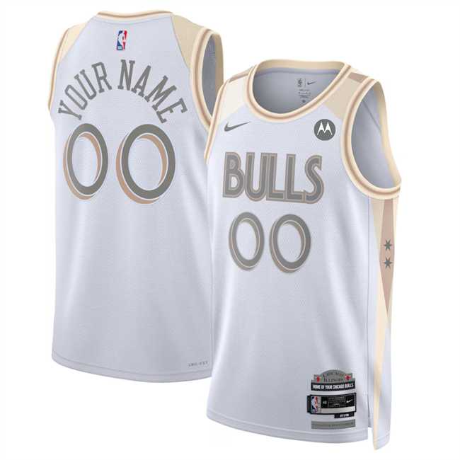 Mens Chicago Bulls Active Player Custom White 2024-25 City Edition Stitched Basketball Jersey